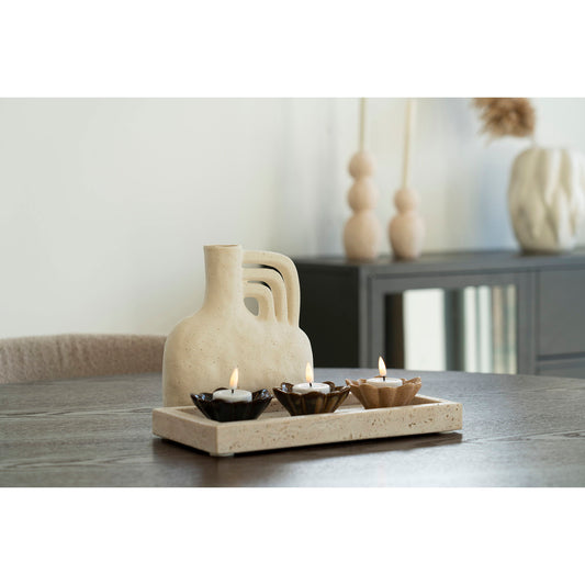 Vase - Vase, céramique, beige, 18,5x8x19,5 cm