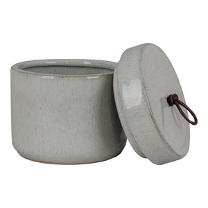 Pot - Pot, céramique, avec couvercle, gris, rond, ø1,5x1 cm Pot - Pot, céramique, avec couvercle, gris, rond, ø1,5x1 cm