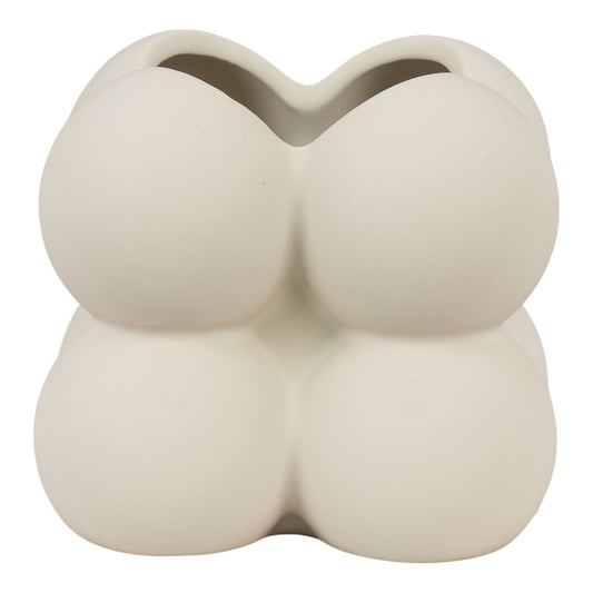 Pot de fleurs - Pot de fleurs, céramique, gris, 9x9x8 cm