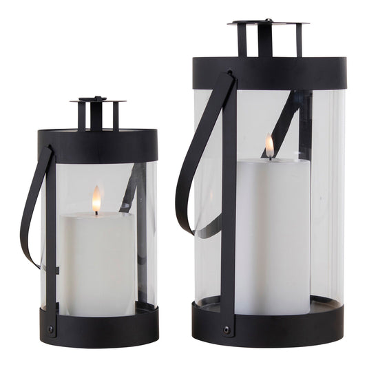 Bondi Lanterns - Lanternes, acier/verre, noir, lot de 2