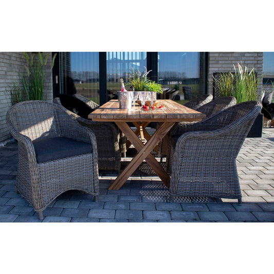 Table à manger Murcia - Table à manger en teck recyclé, nature, 2x9x75 cm