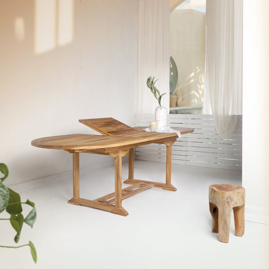 Salamanca Extendable Dining Table - Extendable dining table in teak wood, nature, 90x180/240x75 cm