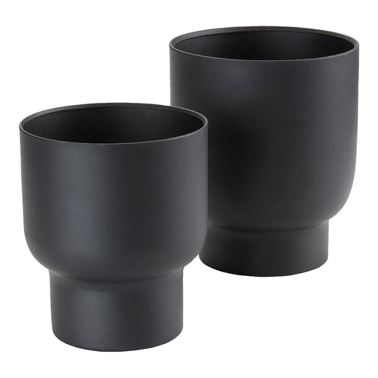 Fulda Flowerpots - Pots de fleurs, métal, noir, lot de 2