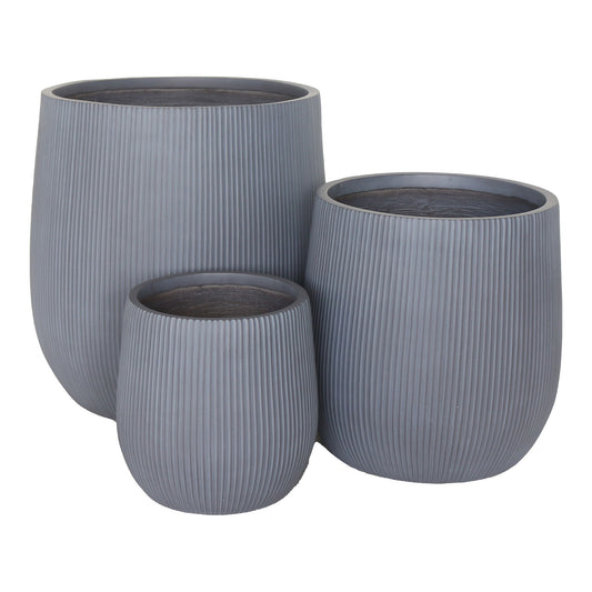 Denton Pots - Pots, fibre d'argile, gris lot de 3