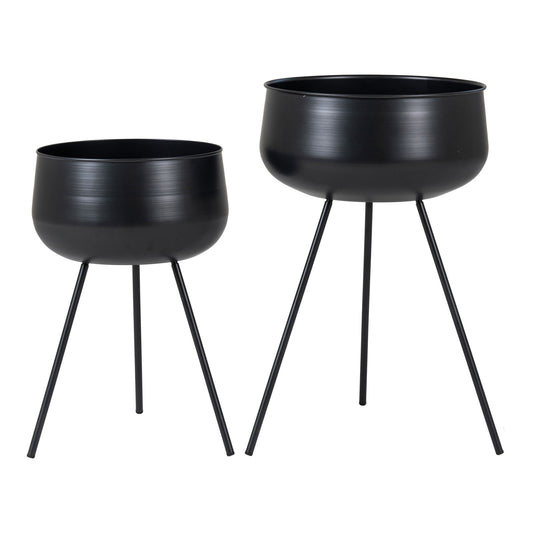 Ardola Flowerpots - Pots de fleurs, acier, noir, lot de 2