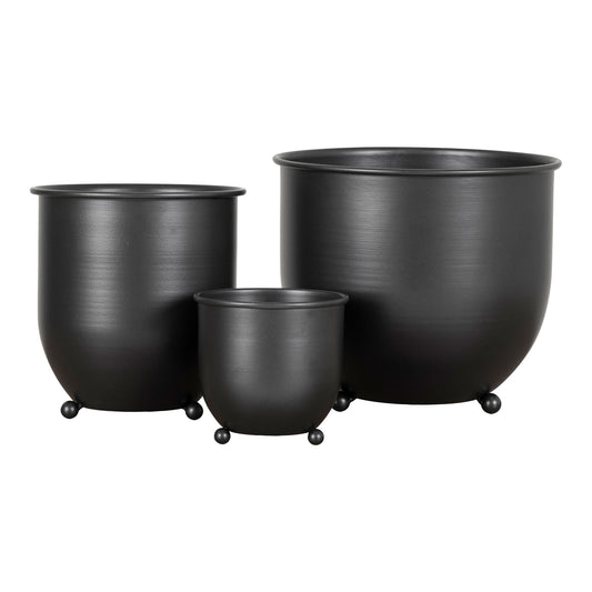 Nova Flowerpots - Pots de fleurs, métal, noir, lot de 3
