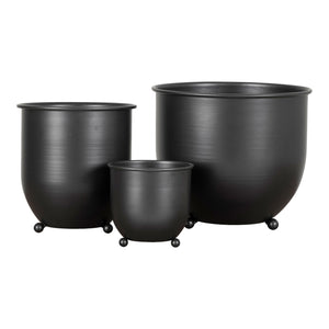 Nova Flowerpots - Pots de fleurs, métal, noir, lot de 3 Nova Flowerpots - Pots de fleurs, métal, noir, lot de 3