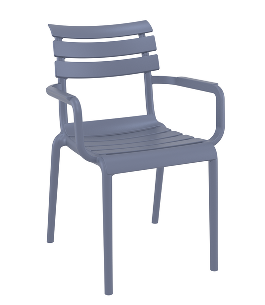 Siesta Paris Chaise de jardin empilable avec accoudoir Gris foncé (par 2 unités)