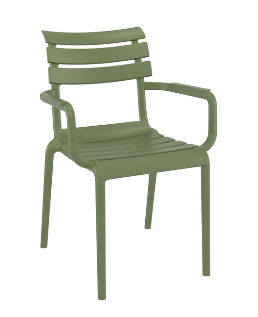 Siesta Paris Chaise de jardin empilable avec accoudoir Vert olive (par 2 pièces)