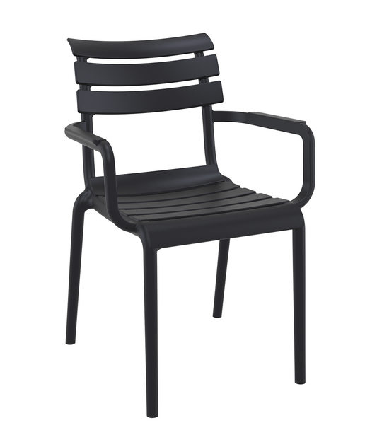 Siesta Paris Chaise de jardin empilable avec accoudoir noir (par 2 pièces)