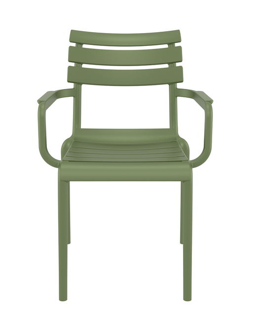 Siesta Paris Chaise de jardin empilable avec accoudoir Vert olive (par 2 pièces)
