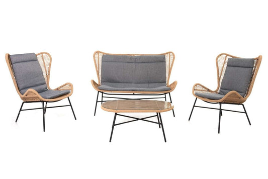 The Outsider Milou Chair-Bank Lounge Set Wicker Grey