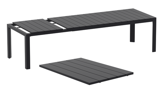 Siesta Atlantic Table de jardin extensible Xl 210/280 cm Noir