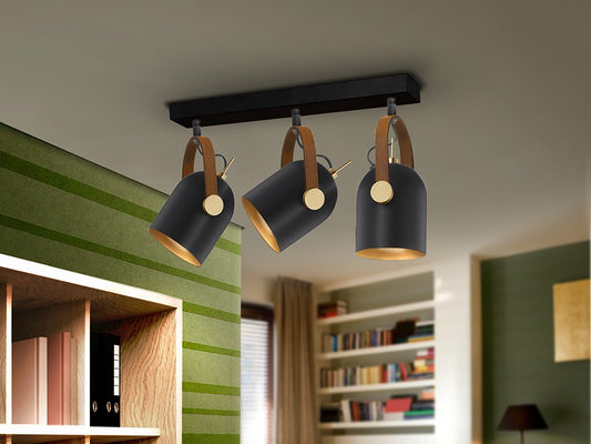 PLAFONNIER 3L ADAME NOIR/OR