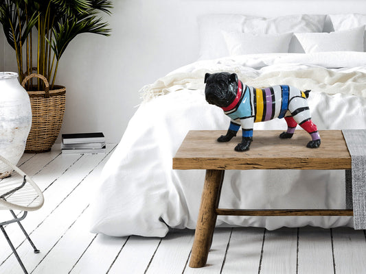 FIGURE PET BULLDOG DÉCO RAIES