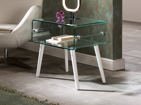 TABLE BASSE GLASS II PIED BLAN