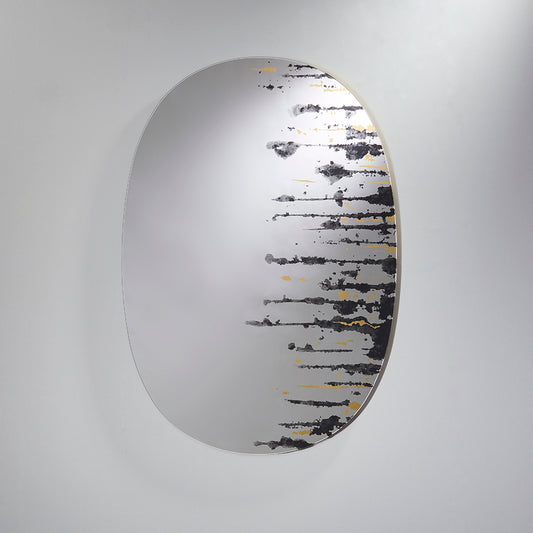 Miroir encadré Drip Gold Ovaal Or 76 X 110 cm