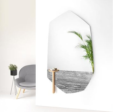 Miroir encadré Faux Wood Modèle irrégulier Miroir + noir 109 X 185