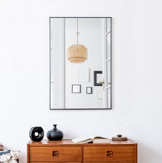 Miroir LUCKA BLACK SMALL RECT Rectangle Noir 91x61 cm