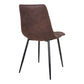Middelfart Dining Chair - Chaise de salle à manger en microfibre, marron foncé avec pieds noirs - vendu par 2