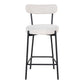 Badalona Counter Chair - Chaise de comptoir, bouclé blanc avec pieds noirs, HN127