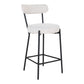 Badalona Counter Chair - Chaise de comptoir, bouclé blanc avec pieds noirs, HN127
