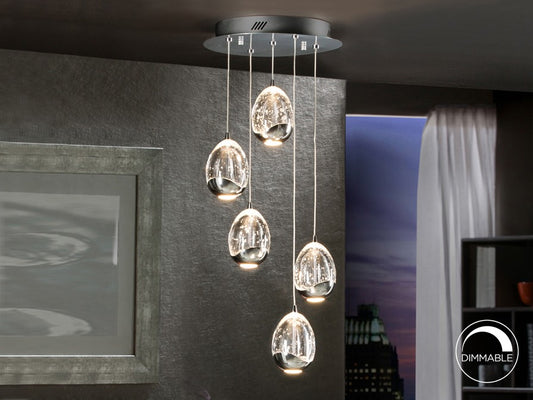 PLAFONNIER   ROCIO   5 LED CHROME
