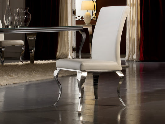 CHAISE   BAROQUE ACIER BLANCHE