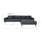 Lido Lounge Sofa - Canapé Lounge, face droite en microfibre gris foncé avec quatre oreillers et pieds en bois noir, HN1