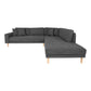 Lido Corner Sofa Open End - Canapé d'angle Open End, orienté à gauche en gris clair avec quatre coussins et pieds en bois naturel, HN14