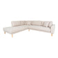 Lido Corner Sofa Open End - Canapé d'angle Open End, orienté à gauche en sable avec quatre coussins et pieds en bois naturel, HN15
