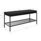 Vita Bench - Banc avec coussin et étagère, noir avec pieds noirs, 1x36x48,5 cm