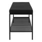 Vita Bench - Banc avec coussin et étagère, noir avec pieds noirs, 1x36x48,5 cm
