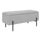 Banc Watford - Banc en tissu avec rangement, gris clair avec pieds noirs, 95x36,5x46 cm