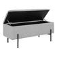 Banc Watford - Banc en tissu avec rangement, gris clair avec pieds noirs, 95x36,5x46 cm
