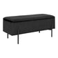 Banc Watford - Banc en velours avec rangement, noir avec pieds noirs, 95x36,5x46 cm, HN127