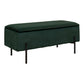 Banc Watford - Banc en velours avec rangement, vert avec pieds noirs, 95x36,5x46 cm, HN126