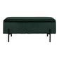 Banc Watford - Banc en velours avec rangement, vert avec pieds noirs, 95x36,5x46 cm, HN126