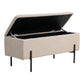 Banc Watford - Banc en bouclé avec rangement, beige pieds noirs, 95x36,5x46 cm, HN1233