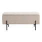 Banc Watford - Banc en bouclé avec rangement, beige pieds noirs, 95x36,5x46 cm, HN1233