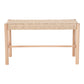 Banc Abano - Banc en bois de peuplier et assise tressée, nature, 35x8x45 cm