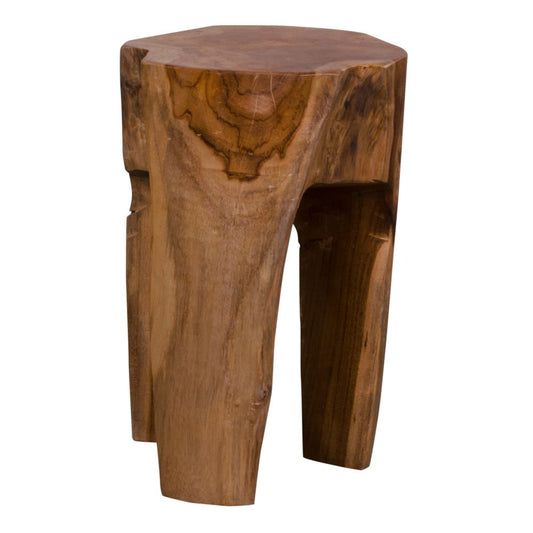 Rose Tabouret - Tabouret en bois de teck, nature à 3 pieds, Ø26x4 cm