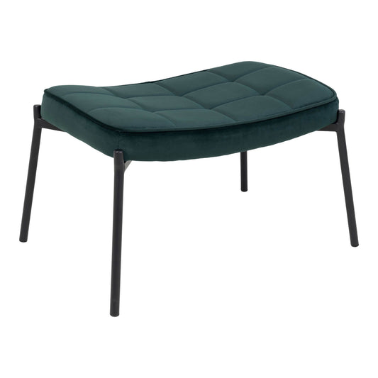 Glasgow Footrest - Repose-pieds en velours, vert avec pieds noirs, HN16