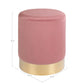 Pouf Gamby - Pouf en velours, rose avec base couleur laiton, Ø34x43 cm, HN1214