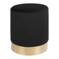 Pouf Gamby - Pouf en velours, noir avec base couleur laiton, Ø34x43 cm, HN127