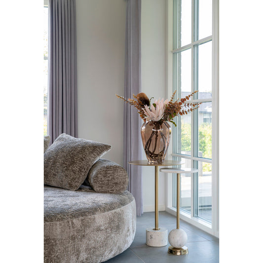 Salo Table d'appoint - Table d'appoint en laiton et marbre Ø25x54 cm