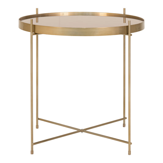Table Basse Venezia - Table basse, acier couleur laiton, verre Ø48xh48cm