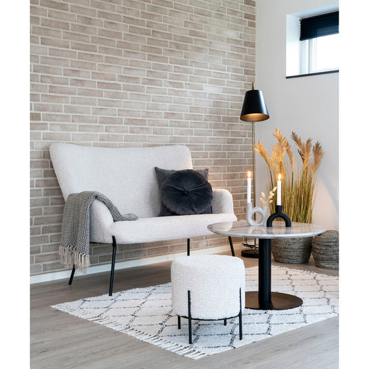 Bolzano Coffee Table - Table basse, plateau aspect marbre, blanc, base noire ø7x45cm