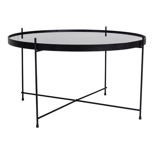 Venezia Coffee Table - Table basse, acier thermolaqué noir avec verre Ø7xh4cm