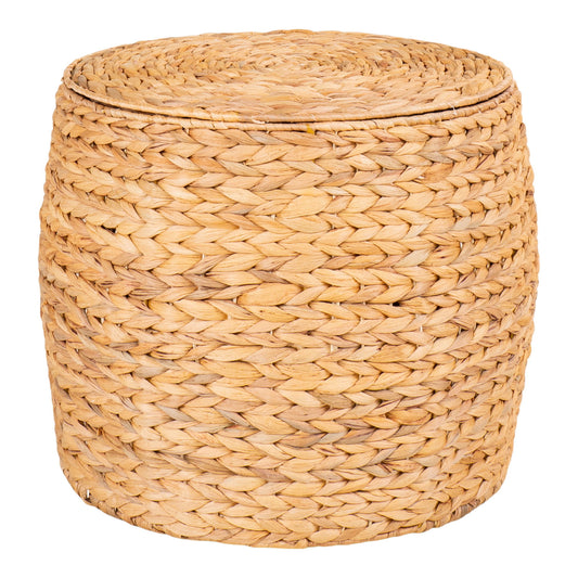 Table d'appoint Delia - Table d'appoint avec rangement en jacinthe d'eau, ronde, Ø43x34 cm